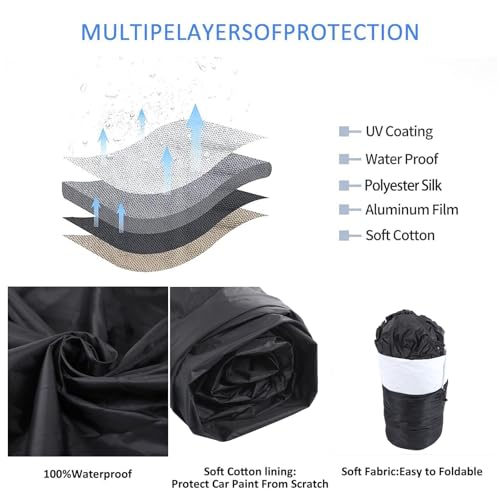 Image of Car Cover Waterproof All Weather Compatible with Fiat 500 /500 Abarth 2011-2022,Car Cover Sun Hail UV Snow Dust Protection Cover Exterior Accessories (Black)