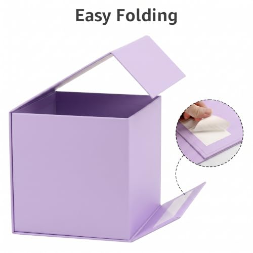 Image of LIFELUM Purple Gift Box for Birthday with Magnetic Lid, 10.2 inchx10.2 inchx10.2 inch