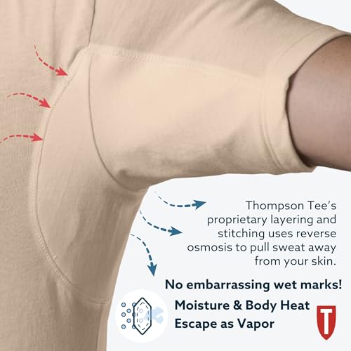 THOMPSON TEE Men's Sweatproof Undershirt - Cotton Deep V Neck - Original Fit - with Sweat Pads3