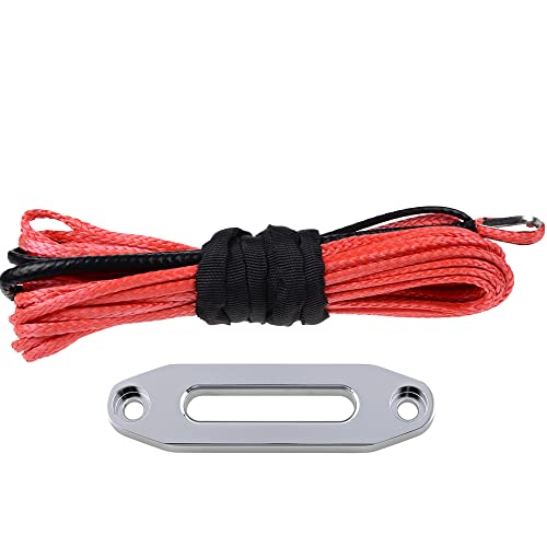 Astra Depot ATV UTV KFI SUV Synthetic Recovery Winch Rope Cable + Hawse Fairlead (50' x 3/16