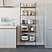 Homfa Industrial Ladder Shelf, 5-Tier Plant Flower Stand Leaning Wall Bookcase, Multipurpose Storage Organizer Display Rack, Wood Look Accent Metal Frame Home Office