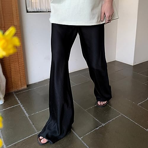 Women Satin Wide Leg Dress Pants Silk Casual Dressy Long Flowy Pants Elastic High Waisted Trousers3