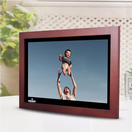 Image of Miracle Digital 15.4''(38.1) cm Wooden Digital Photo Frame Hi- Def.Screen Built in 8GB Memory & 2GB RAM.USB Disk Card,Remote Photos SlideShow,Video Audio,Support SD (Dark)
