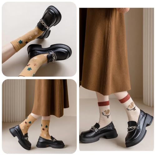 Image of Wool Socks for Women Thick Knit Vintage Cute Floral Crew Socks | Soft and Breathable, Cute Floral Design