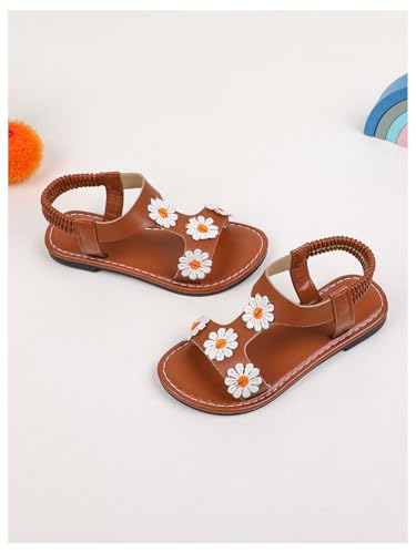 Verdusa Girl's Summer Flower Sandals Open Toe Flat Leather Beach Sandals3