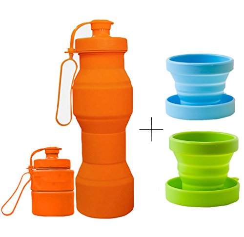 CHRISLZ Botella de Agua Plegable BPA Botella de Silicona a Prueba de Fugas Botella de Agua Deportiva Portu00a8u00a2Til(800ML, 27 oz)