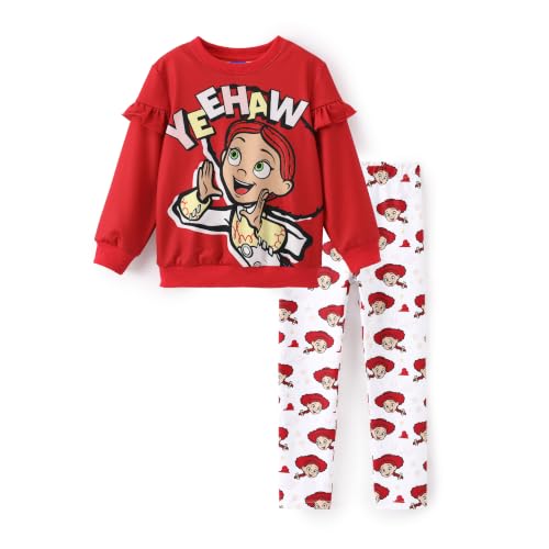 Image of Disney Girls Clothes Long Sleeve Sweatshirt Leggings Outfit 2 Piece Set | Officially Licensed丨Bold Character Print丨Ruffle Shoulder丨Comfy Fit丨Soft Feel丨Lightweight丨Bright Colors丨Mix & Match丨Gift-Ready