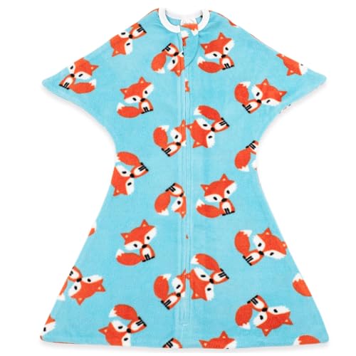 Image of SleepingBaby Zipadee-Zip Fleece Transition Swaddle - Arms-Out Wearable Blanket for Baby Sleep, Soft Breathable Fleece 0.8 TOG - Friendly Fox, Large (12-24 Month)