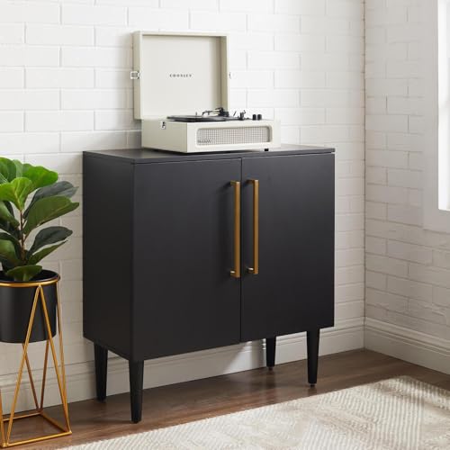 HomeStock Artisanal Artistry Accent Cabinet Matte Black Finish, Adjustable/Removable Features, Floor...