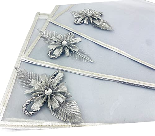 Image of RAAHII 5 Piece Wedding Gifting Transparent single saree cover with zip, suit packing plastic covers for sadi, duppata, clothes bags, lehenga, kurti for wardrobe storage organizer (Silver)