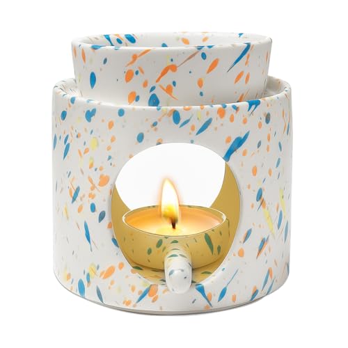 Difusor de aroma para aceites esenciales, lámpara de aroma con portavelas, difusor de cerámica, recipiente desmontable para decoración, yoga, dormitorio (colorido)