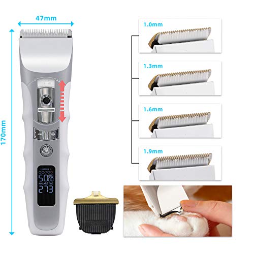 JAKEMY Dog Clippers Low Noise Pet Clippers Rechargeable Dog Trimmer Cordless Pet Grooming Tool Comb Guides Scissors Nail Kits with Pet Glooming Glove for Dogs Cats & Others