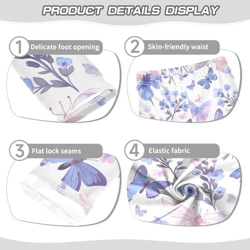 Girls' Leggings Lavender Purple Flower Butterfly Kids Yoga Tights Pants 1 Pack 208583473