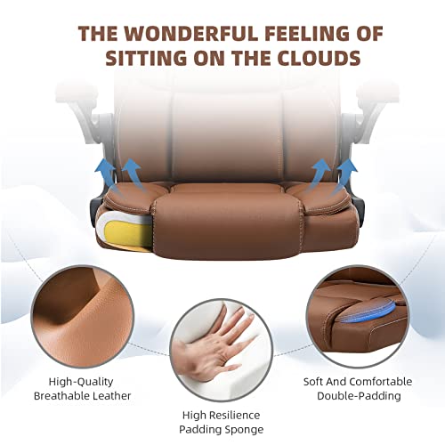 Seatzone Office Desk Chair, High Back Ergonomic Managerial Executive Chairs, Headrest And Lumbar Support Chairs With Wheels Armrest, Camel #TOP2