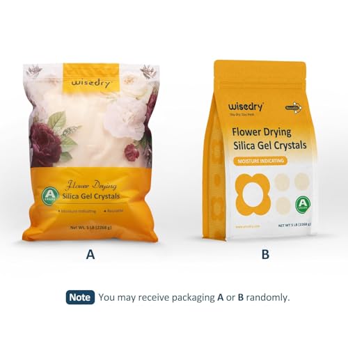wisedry Silica Gel Flower Drying Crystals - 5 LBS, Fine Crystals < 1mm, Color Indicating, Reusable