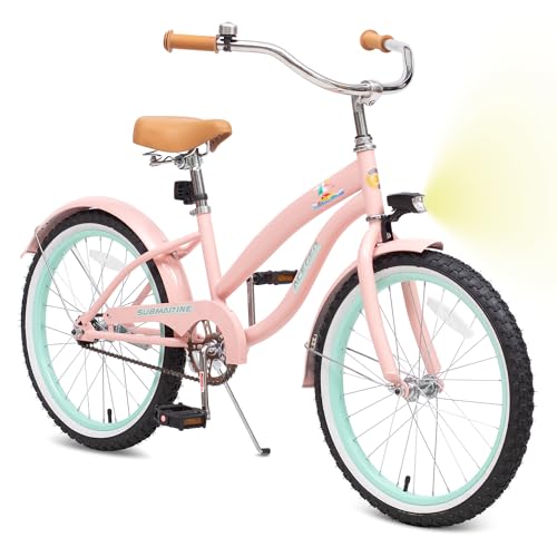 Image of ACEGER Girls Beach Cruiser Bike for Kids 5-13 Years Old, 16 inch 18 inch 20 inch 24 inch Single Speed Kids Bicycle Included Coaster Brake, Front and Rear Reflectors, 24 inch 7 Speeds with Dual Brakes