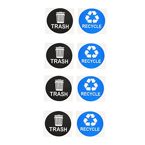 NAMOARLY 8pcs Trash Can Recycling Sticker Adhesive Waste Bin Decal PVC Material Removable Labels for Home School