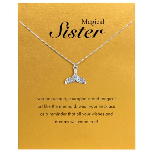 Sister Gifts Butterfly Heart Sister Necklaces, Sisters Gifts from Sister, Sister Birthday Gift Ideas for Women with Gift Crad