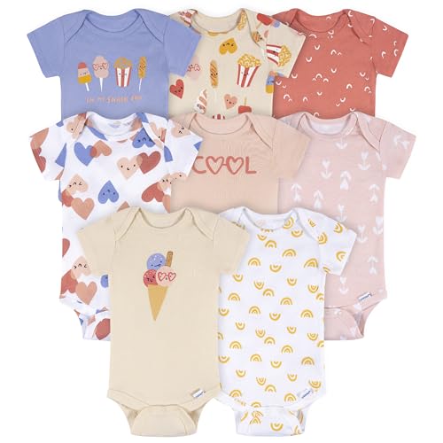Onesies Brand baby-girls 8-pack Short Sleeve Mix & Match Bodysuits, Cool Snacks, 3-6 Months
