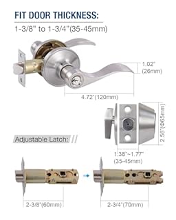 (1 Pack) Keyed Alike Front Door Lever Lockset with Single Cylinder Deadbolt Combination Set, Wave Style Lever, Front Door/Exterior Door Knob with Lock and Deadbolt, Satin Nickel Finished
