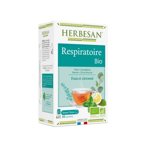 Herbesan Infusion Thym Respiratoire Bio Thym, Eucalyptus, Mauve, Ecorce De Citron - 20 Sachets