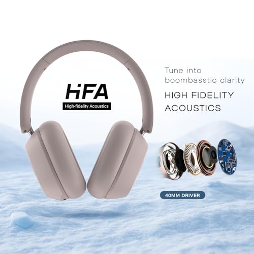 Image of Noise Airwave Max 5 Wireless Over-Ear Headphones with Adaptive Hybrid ANC (up to 50dB), HFA Tech, 80H Playtime, Dual Pairing(Mauve Haze)