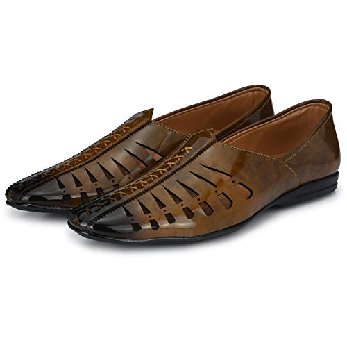 Brown Glossy Juttis For Men main image 1