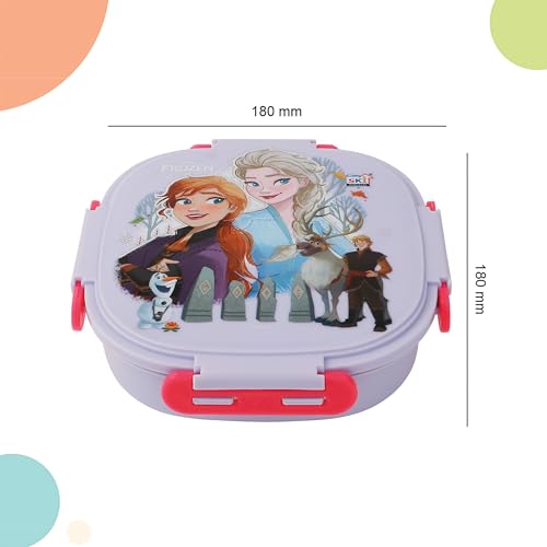 Image of SKi Homeware Baker Insulated 3 Grid Bento Lunch Box With Stainless Steel Inner And A Steel Spoon- Frozen, 450Ml (character style may vary)