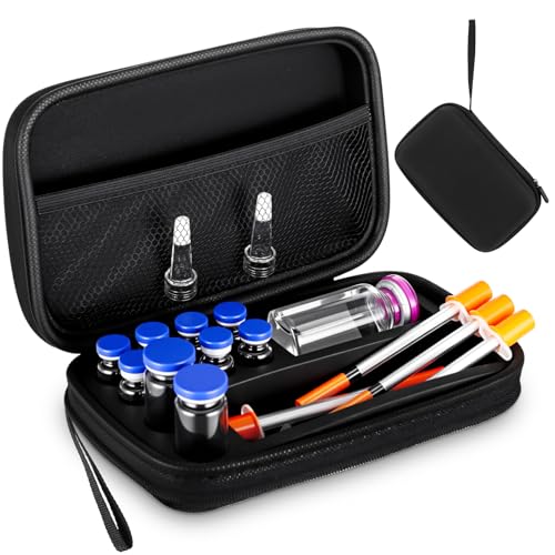 Acellegic Peptide Case Bac Water for Peptides Glp1 Peptide Case for Fridge 3ml Vial Storage Cases Insulin Vial Holder Fridge Freezer Travel Only Box(Black Classic 8x3ml+2x10m+1x30ml)