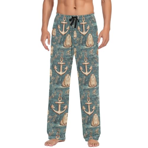 ALAZA Capybaras Anchor Men’s Pajama Pants Soft Long Sleep Pants Lounge Pajama Bottoms with Pockets