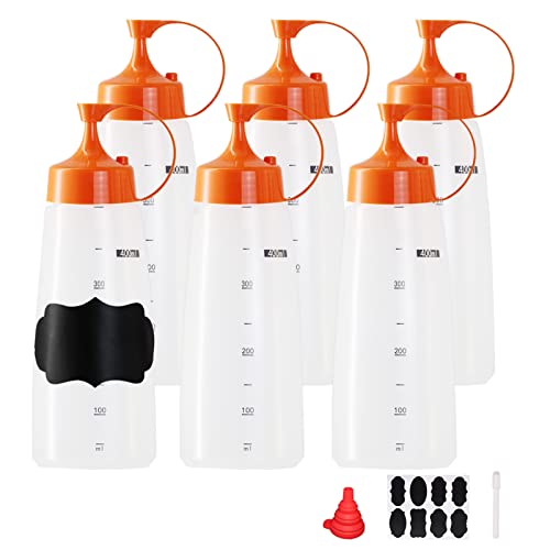 Belinlen 6 Pack 400Ml/14Oz Condiment Squeeze Bottles Plastic Empty Condiment Dispenser With Twist On Cap Lids - Perfect For Condiments, Oil, Icing, Salad, Food Liquid #TOP3