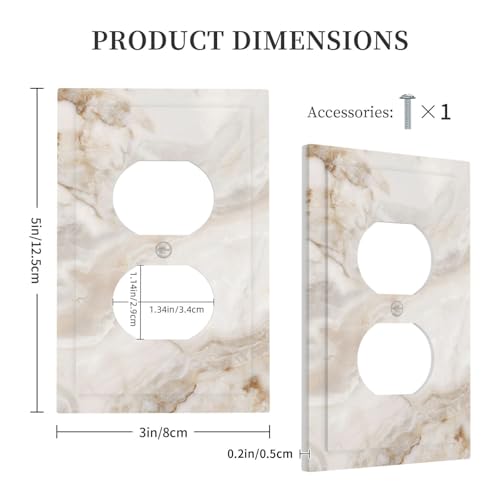 Beige Gold Marble Abstract Luxurious Print Outlet Covers 1 Gang Duplex Light Switch Cover Decorative Switch Plates Electrical Receptacle Faceplate Wall Plate for Bathroom Kitchen Decor（plastic） by Rcaryponeatra - Image 5
