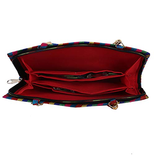 Craft Trade Clutch Bags for Women Rajasthani Jaipuri Embroidered Mirror Work Ethnic Hand Bags and Clutches for Ladies Purse for Girls - 13x25 Cms - Image 3