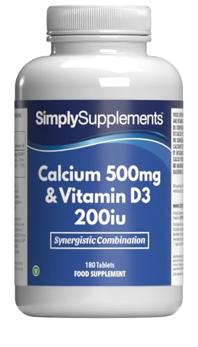 Calcio 500mg & Vitamina D3 200iu | Contribuye a la salud ósea y dental | Contribuye a la función muscular normal | Apto para veganos y vegetarianos | 180 comprimidos = 3 meses de suministro