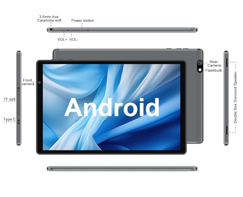 Image of 2026 Lastest Android Tablet 10 inch Android Tablets with 14GB RAM 128GB ROM, Octa-Core 2.0 GHz, 8000mAh Battery, 5G WiFi, BT 5.0, HD IPS Touchscreen, 5 MP + 8MP Camera,Tablet with Keyboard Mouse, Grey
