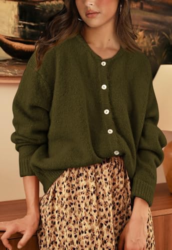 Image of PRETTYGARDEN Long Sleeve Crewneck Button Down Womens Sweaters Fall Open Front Chunky Cardigan Sweaters for Women 2026