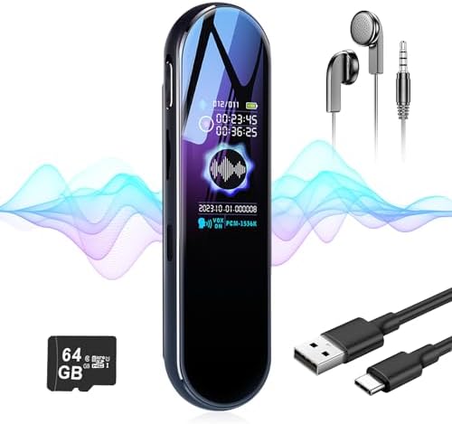Ponovo Digitales Diktiergerät 63GB - Voice Recorder Mit Schreibfunktion