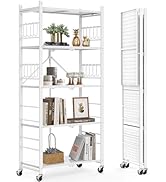Amazon.com: Himix 6 Tier Foldable Storage Shelves, Expandable Folding ...