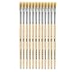 Idena 90095 - Borstenpinsel, Größe 6, mit unlackiertem Holzstiel, 12er Set, Malpinsel für Schulkinder Hobbykünstler