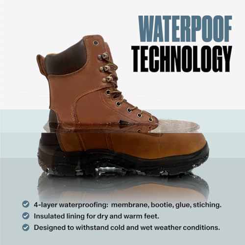 EVERBOOTS Men's Waterproof Leather Work Boots Ultra Dry Model Lightweight Utility Ankle Boot for Construction Roofing Hunting Winter Trails2