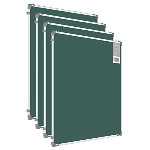 Image of Pragati Systems Genius Melamine (Non-Magnetic) Green Chalkboard for Classroom, School & Teaching with Lightweight Aluminium Frame | Clean Wipe & Non-Ghosting Surface | Large Size 3x4 Feet (Pack of 4)