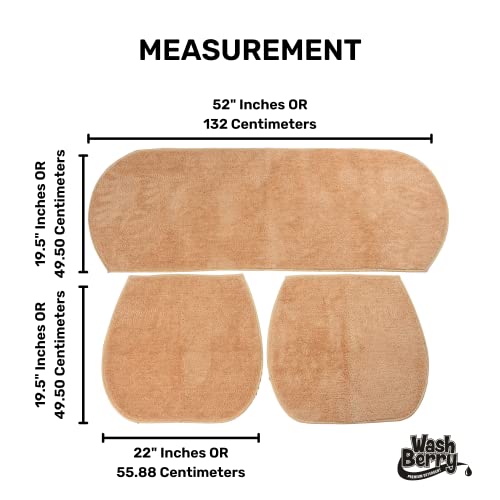 Image of Beige Solid Washable Polyester Car Seat Cover Non-Slip Mat for All Cars and Sofa Sets (3 Pieces Set)