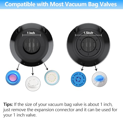 Image of Electric Pump for Vacuum Storage Bags, 55W 5000PA Portable Travel Vacuum Pump for Storage Bags (1, Black)