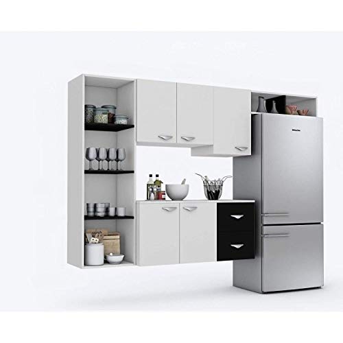 Cozinha Compacta 4 Peças 5 Portas Anabela Siena Móveis Branco/Preto