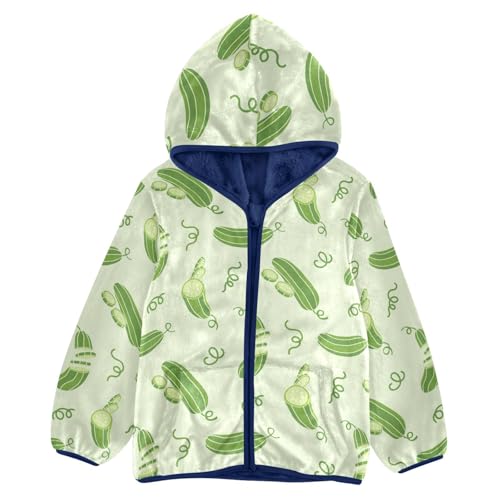 Cucumber Spiral Tendril Girls Fleece Jacket Girls Fall Jacket Girls Zip Up Hoodie Girls Sherpa Jacket 2-10T