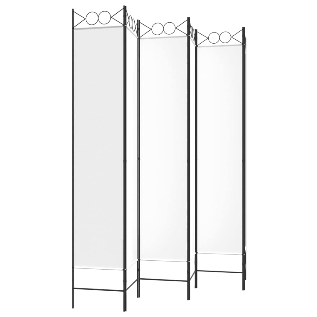 Biombo Plegable de 6 Paneles - Separador de Ambientes y Decoración de Privacidad para Patio - Enrejado Blanco de Tela y Hierro 240x220 cm