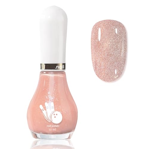 Virellay Glitzer Hellpink Nagellack auf Wasserbasis - abziehbar, schnelltrocknend, ungiftig, langanhaltender Glänzender Nail Polish für Vegetarier geeignet - Ideal DIY Nageldesign für Frauen (12 ml)