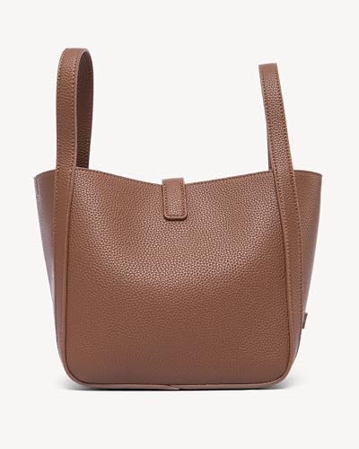Image of NEWBELLA Women's Bucket Bag - Square Top Handle Satchel with Crossbody Strap, Shoulder Bag for Work & Daily Commute
