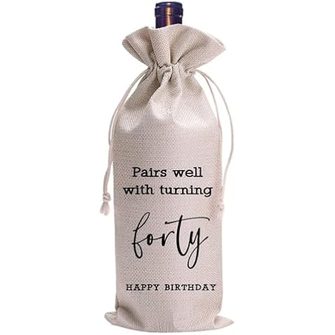 LANBAIHE 40th Birthday Wine Bag,Funny Birthday Party Gifts,Forty Years Old Birthday Gifts Wine Bag for Mom,Wife, Friend,Sister,Brother, Him,Colleague,Coworker (40th Wine Bags) Cover
