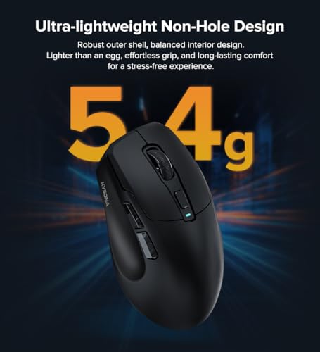 Image of KYSONA Wireless Gaming Mouse, 26000 DPI, 8K Polling Rate, Tri-Mode 2.4GHz /USB-C /Bluetooth Ergonomic Mouse with Web-driven, Ice-cooling Coating, Rechargeable Gaming Mice for Laptop /PC /Mac /Tablet, Black